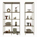 Modern Multi tiered Decorative Shelving Unit With Vases Sculptures Pillows And Decorative Items