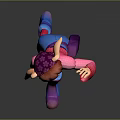 Playful 3D Character With Pink Hair Pink Top Blue Pants Waving Hand