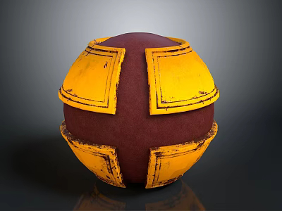 Vintage Decorative Sphere With Red Base And Yellow Cross Panels Design 3d model