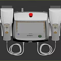White Medical Diagnostic Device With Display Screen Red Button Side Units And Connected Cables 3d model