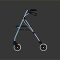 Blue Frame Walker With Black Seat Four Wheels And Armrests For Mobility Support 3d model