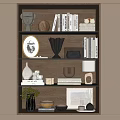 Elegant Decorative Ornament Set on Wooden Shelf with Books Vase and Table Lamp