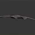 Game Movie Character Aquatic Creature With Slender Body Purple Hue Swimming In Dark Underwater Scene
