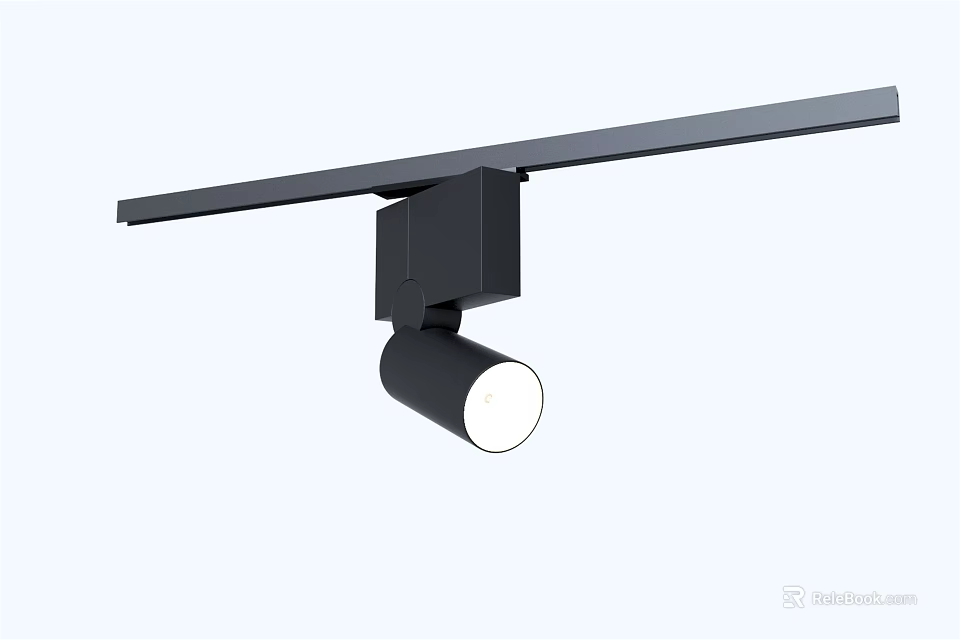 Modern Black Track Spotlight with Adjustable Head for Home Lighting Fixture 3d model 