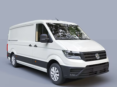 White Volkswagen Cargo Van Featuring Sleek Front Design Black Accents And Side Windows 3d model