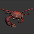 3D Rendered Red Crab With Horn Like Structures And Spotted Body Legs