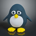 Cute Penguin Toy With Big Eyes Blue Body White Belly Yellow Beak Feet