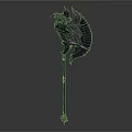 Ornate Purple Black Mythical Axe With Intricate Design And Detailed Handle