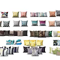 Colorful Decorative Throw Pillows with Various Patterns for Home Sofa Decoration 3d model