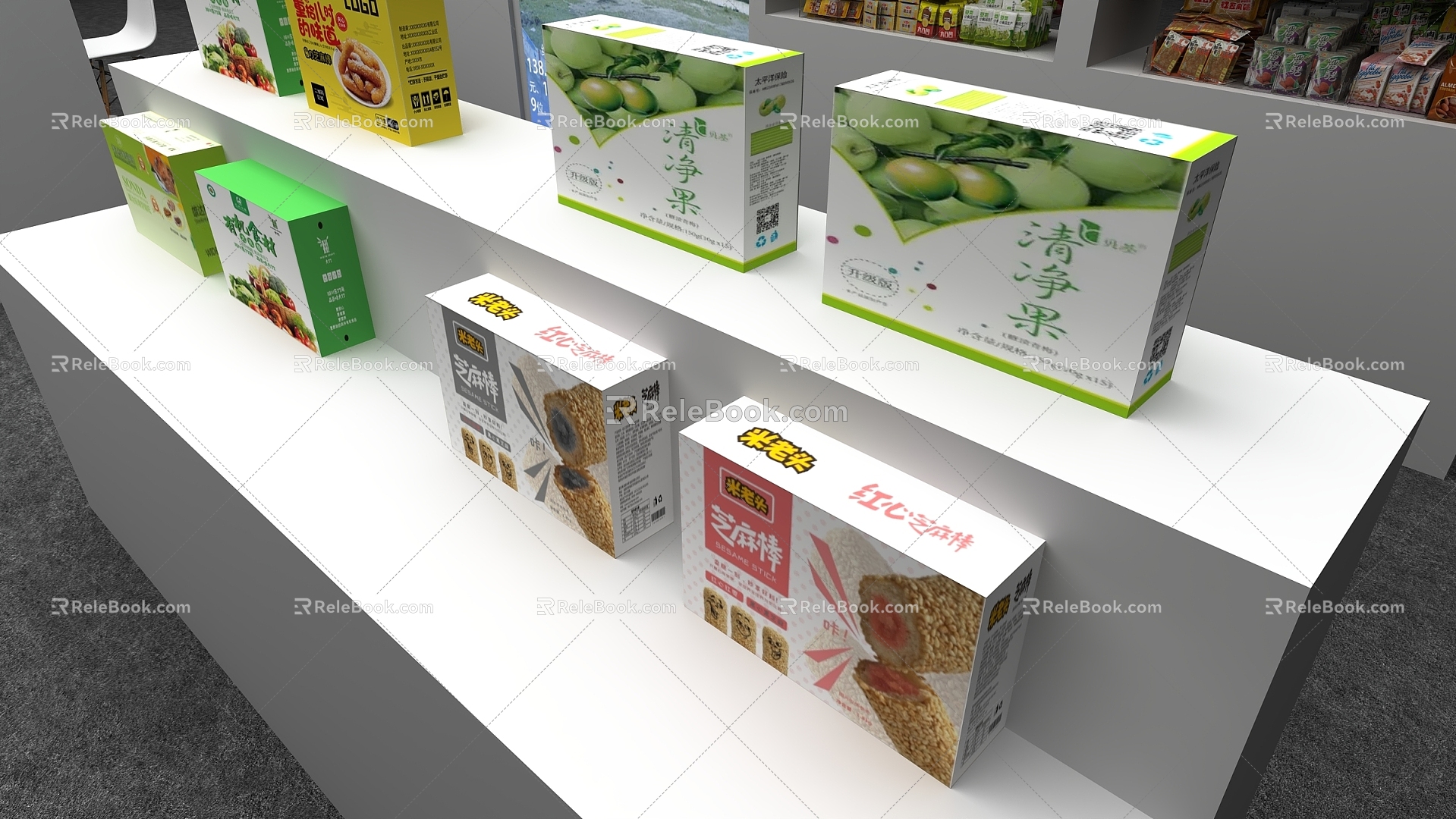 Display cabinet shelf packing box high and low container container 3d model