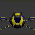 Yellow And Black Robot With Cat Ear Design Blue Glowing Rings And Four Legs