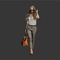 Stylish Women's Daily Accessories With Orange Handbag And Sunglasses