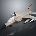 Tan Military Fighter Jet With Attached Missiles National Insignia And Transparent Cockpit