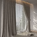 Beige Textured Curtains With White Sheer Panels Draped Open Allowing Natural Light