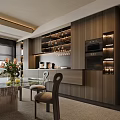 Modern Luxury Wood Grain Sideboard With Built In Oven And Wine Storage For Dining Room