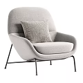 Modern Soft Upholstered Leisure Chair With Metal Legs Matching Pillow And Various Optional Neutral Colors