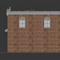General Store Building With Red Brick Facade Awning Sign Front Doors And Windows 3d model