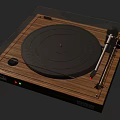 Modern Digital Turntable With Wooden Base Transparent Cover And Black Platter