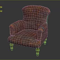 Vintage Style Armchair With Patterned Fabric Wooden Legs And Rivet Details