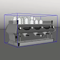Vintage Coffee Machine With Stacked White Coffee Cups On Top
