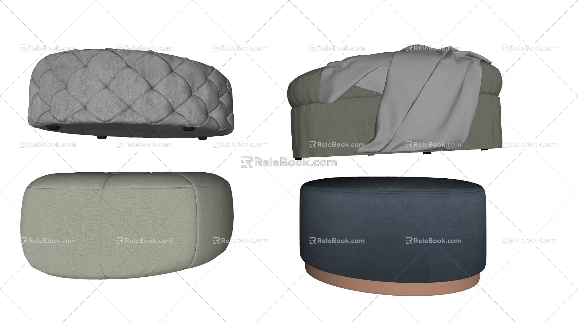 Modern sofa stool sofa pier bed end stool 3d model