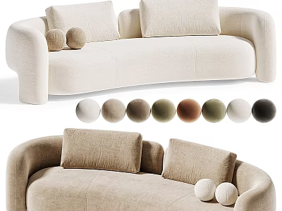 Comfortable Sectional Sofa With Soft Cushions Round Pillows And Various Colors 3d model