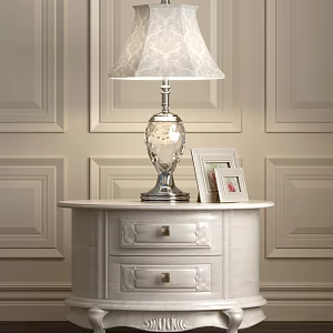 French European Style Desk Lamp Side Cabinet Bedside Table 3d model