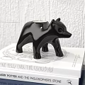 Modern Decorative Ornament Set with Black White Geometric Wall Plates Vase Plants and Bear Figurine