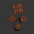 Woven Storage Baskets With Brownish Red Textured Design And Different Shapes For Home