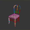 Ornate Single Chair With Orange Metal Frame And Patterned Cushion