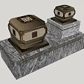 Two Ornate Outdoor Lights With Square Design On Marble Bases