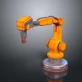 Orange Robotic Arm 3D Game And Movie Character With Mechanical Base Joints