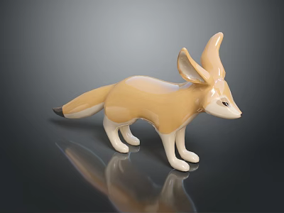 Game Movie Fox Character with Big Ears Beige And White Ceramic Design 3d model