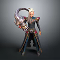 Decorative Toy Character With Silver Weapon And Ornate Clothing Design