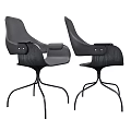 Modern Black Office Chair With Curved Backrest And Metal Legs Design
