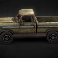 Rusty Vintage Green Truck With Weathered Paint And Open Bed Design