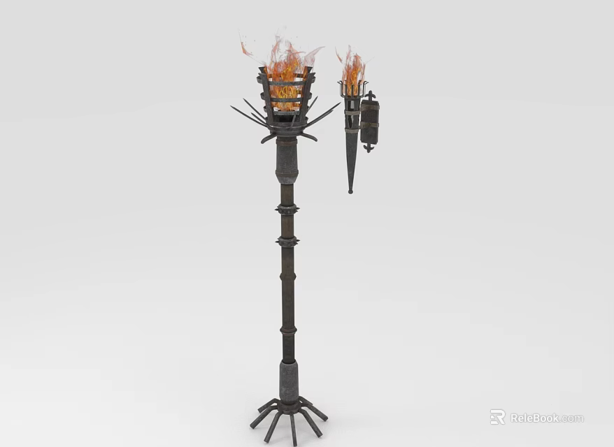 Modern Sports Equipment Torch Design With Flames For Professional Sports Events 3d model 