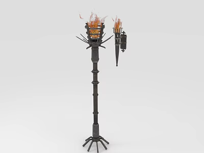 Modern Sports Equipment Torch Design With Flames For Professional Sports Events 3d model