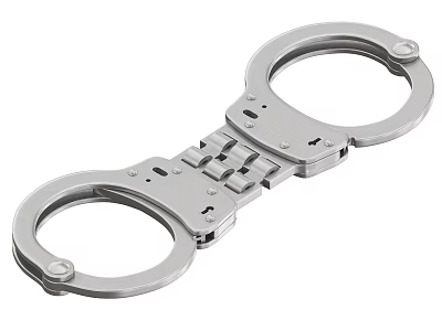 Durable Stainless Steel Industrial Handcuffs With Double Rings Link Mechanism 3d model