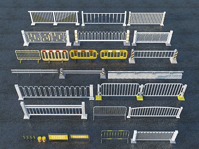 Modern municipal road guardrail road facilities 3d model