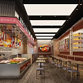 Japanese Restaurant Interior With Fresh Sushi Ingredients Display And Dining Tables Chairs