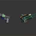 Futuristic Sci Fi Weapons Collection With Colorful Designs And Glowing Details