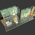 Modern Clothing Store Interior With Glass Display Windows Dresses And Polished Floor