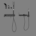 Modern Black Shower Faucet Set With Handheld Sprayer And Control Panel Design 3d model