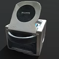 Silver Laboratory Centrifuge With Open Lid And Control Buttons On Top