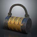 Vintage Metal Door Handle With Combination Lock Design Featuring Golden Dials And Letters