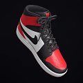 Stylish High Top Sneakers Red Black White Colorway With Red Sole And Nike Logo Design