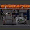 Portable Gasoline Generator With Orange Top Metal Frame Control Panel And Mechanical Parts
