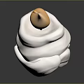 3D Female Head Character Model With White Hair And Lit Candle Flame On Top