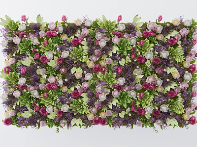 Living Plant Wall with Lush Greenery and Colorful Flowers for Indoor Decorative Use 3d model